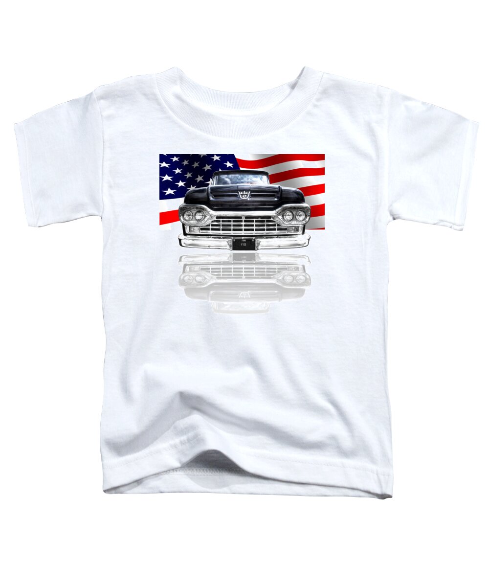 Ford F100 Toddler T-Shirt featuring the photograph Patriotic Ford F100 1960 by Gill Billington