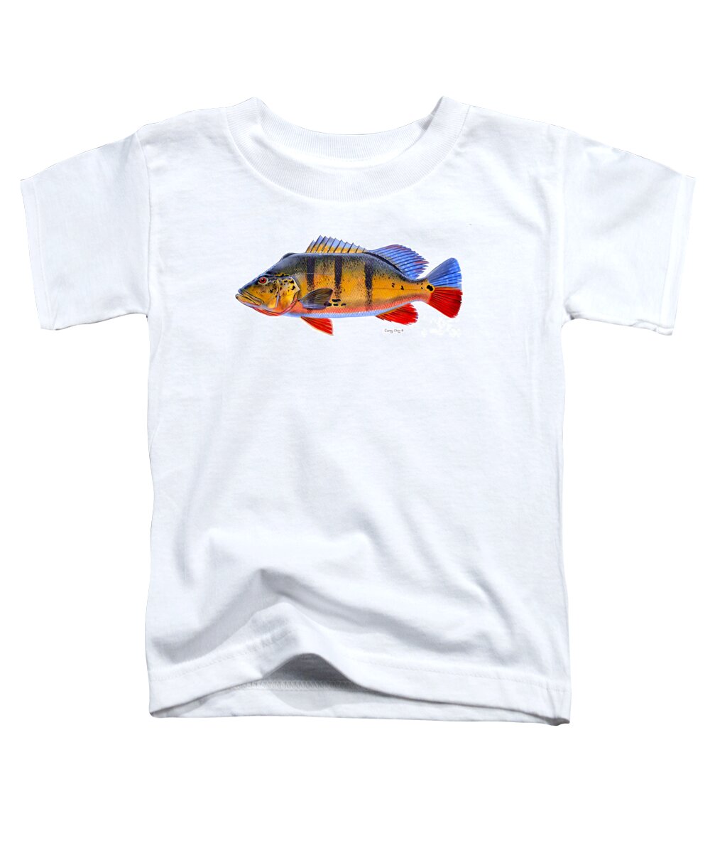 Peacock Bass Toddler T-Shirt featuring the painting Peacock Bass by Carey Chen