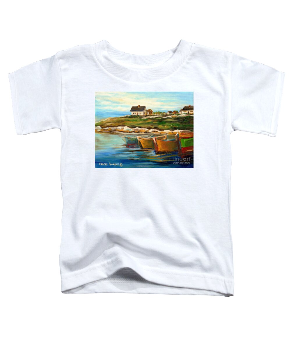 Peggys Cove Toddler T-Shirt featuring the painting Peggys Cove With Fishing Boats by Carole Spandau