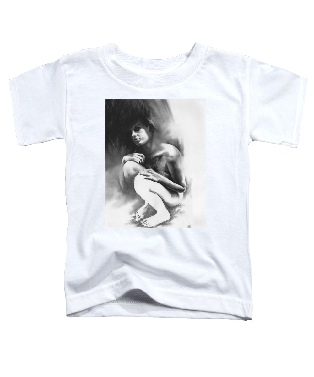 Pensive Toddler T-Shirt featuring the drawing Pensive by Paul Davenport