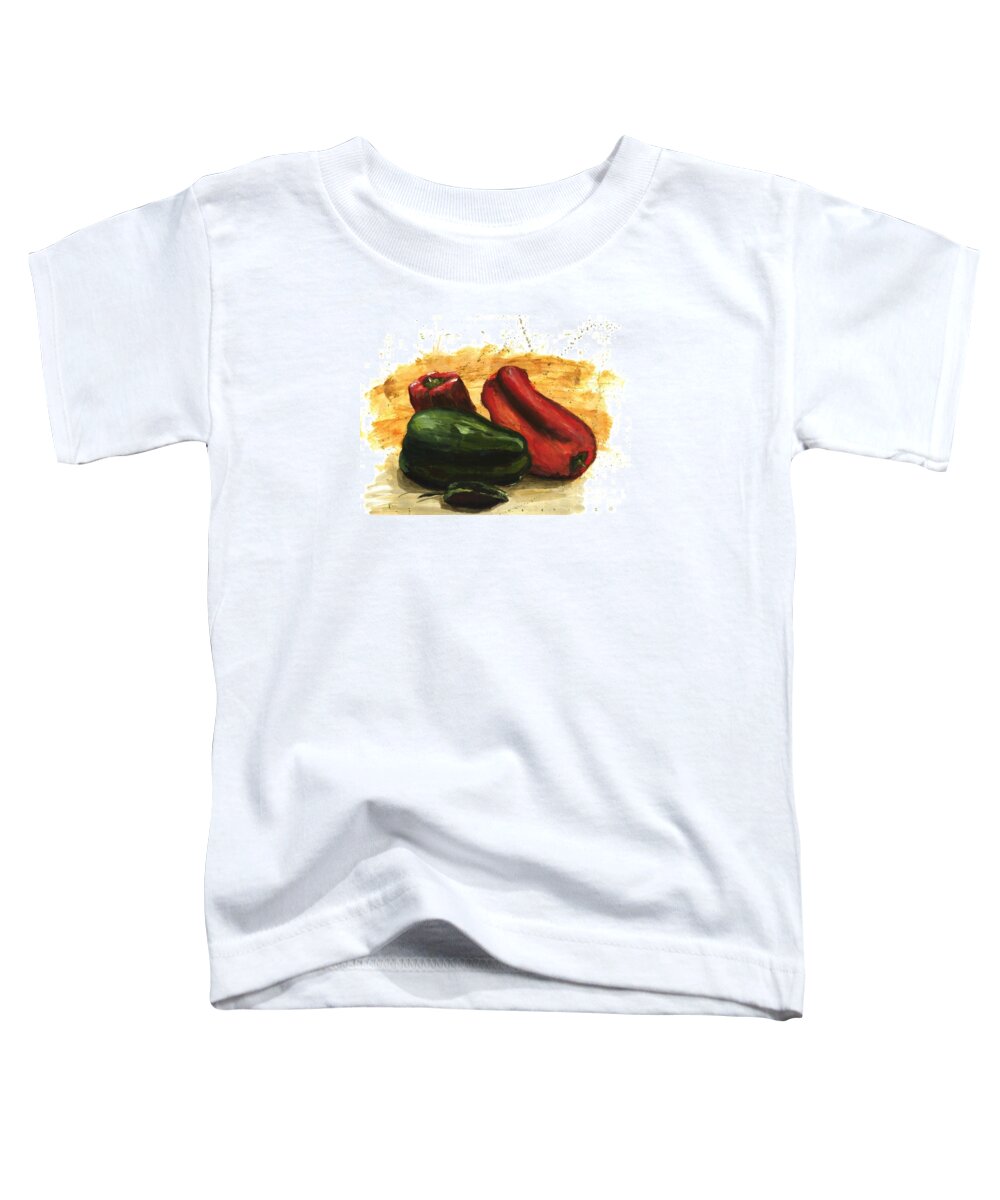 Abstract. Peppers Toddler T-Shirt featuring the painting Peppers in a Flash by Maria Hunt