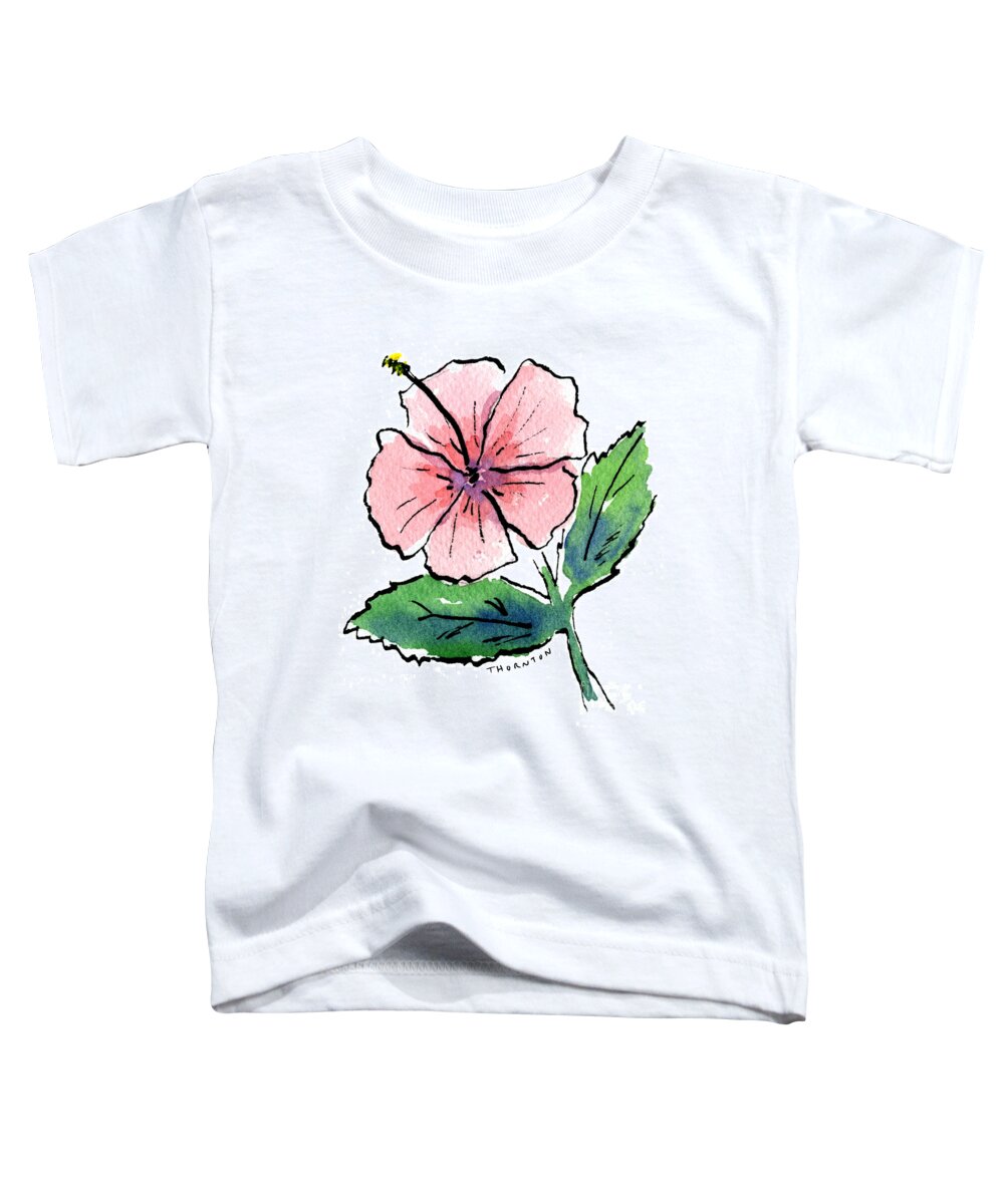 Hibiscus Toddler T-Shirt featuring the painting Pink Hibiscus by Diane Thornton