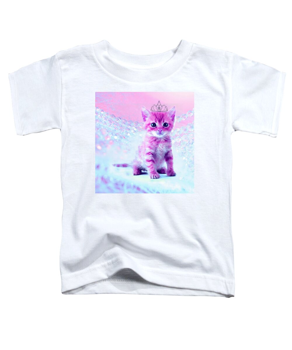 Pink Toddler T-Shirt featuring the digital art Pink Kitty princess by Lilia D