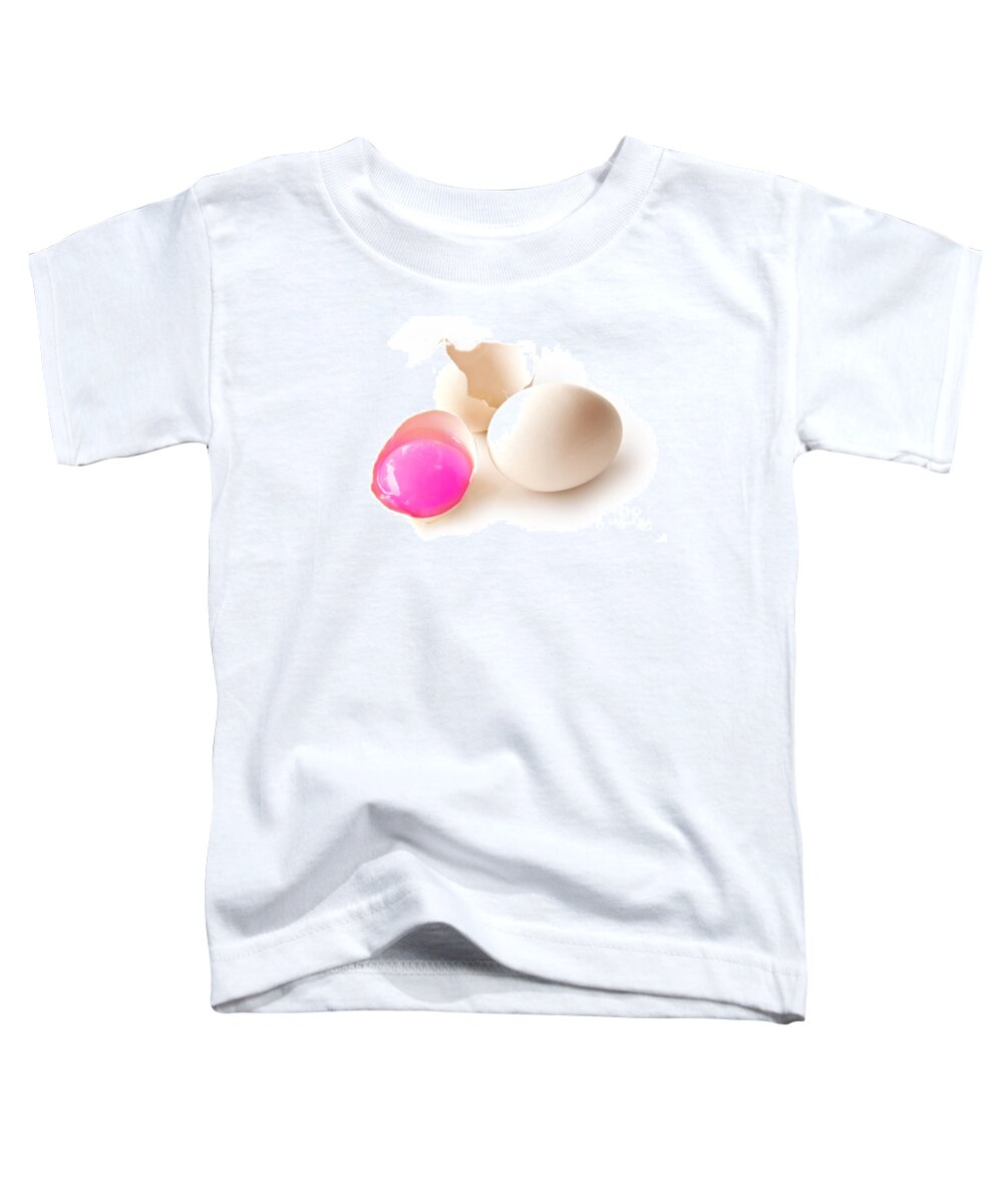 Egg Toddler T-Shirt featuring the photograph Pink Yolk egg by Delphimages Photo Creations
