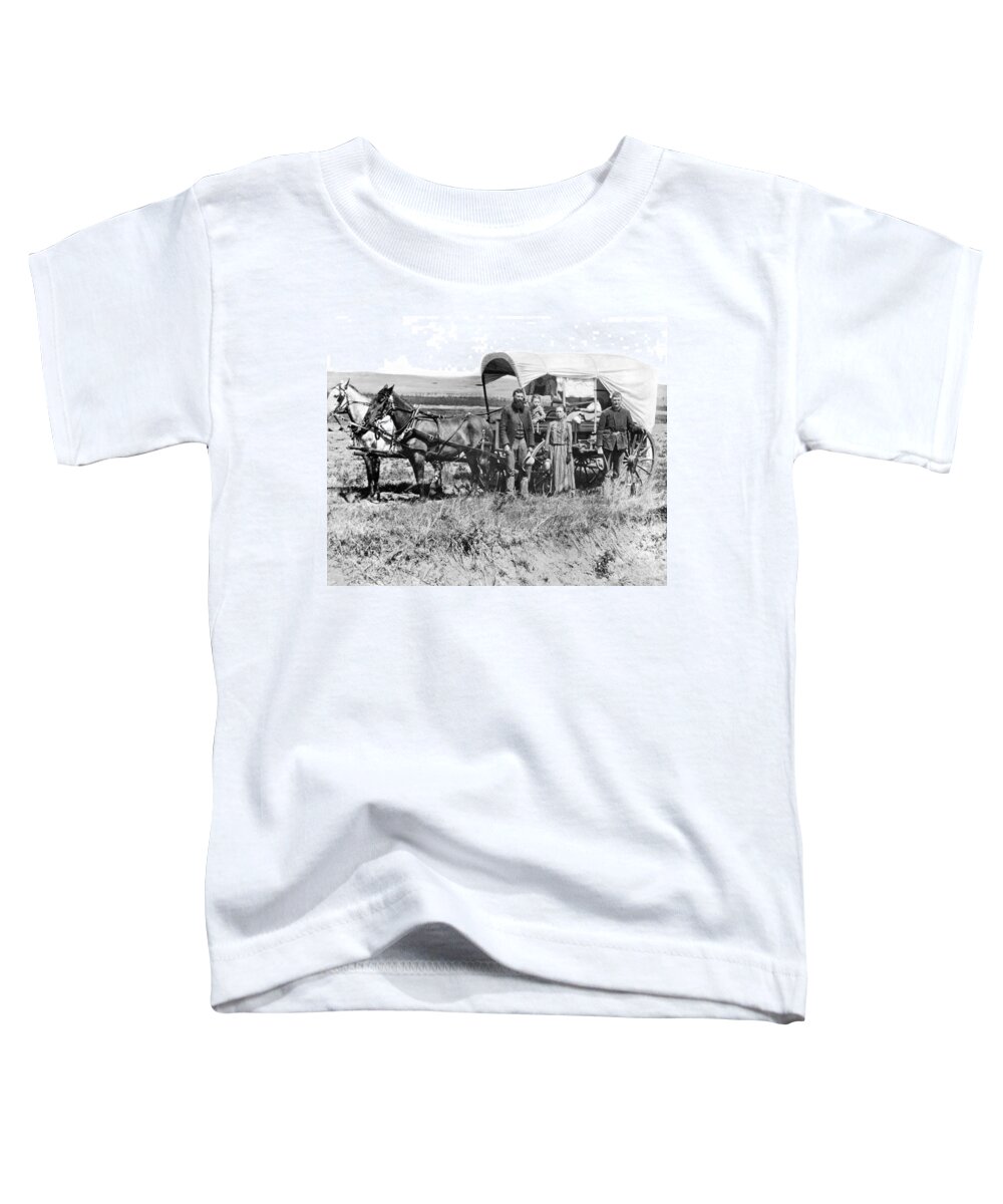1880's Toddler T-Shirt featuring the photograph Pioneer Family And Wagon by Underwood Archives