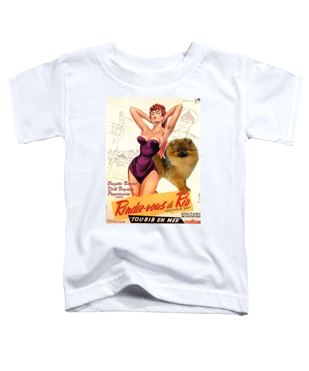 Pomeranian Toddler T-Shirt featuring the painting Pomeranian Art Canvas Print - Doctor at Sea Movie Poster by Sandra Sij