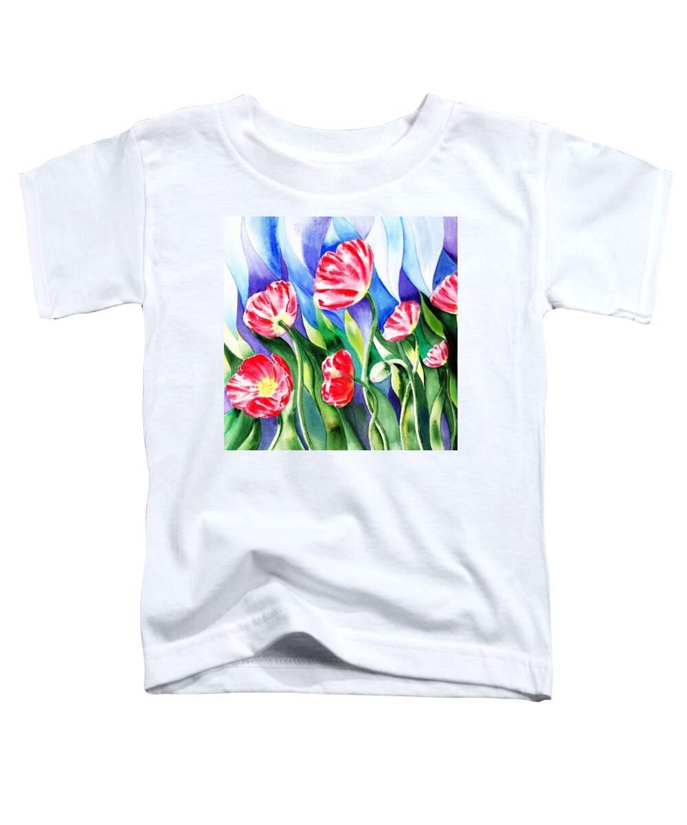 Red Toddler T-Shirt featuring the painting Poppies Field Square Quilt by Irina Sztukowski