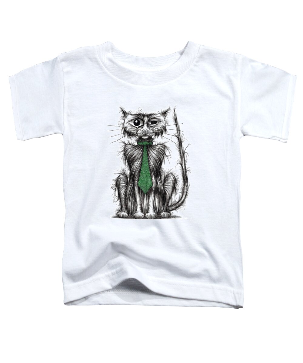 Dapper Kitty Toddler T-Shirt featuring the drawing Posh cat by Keith Mills