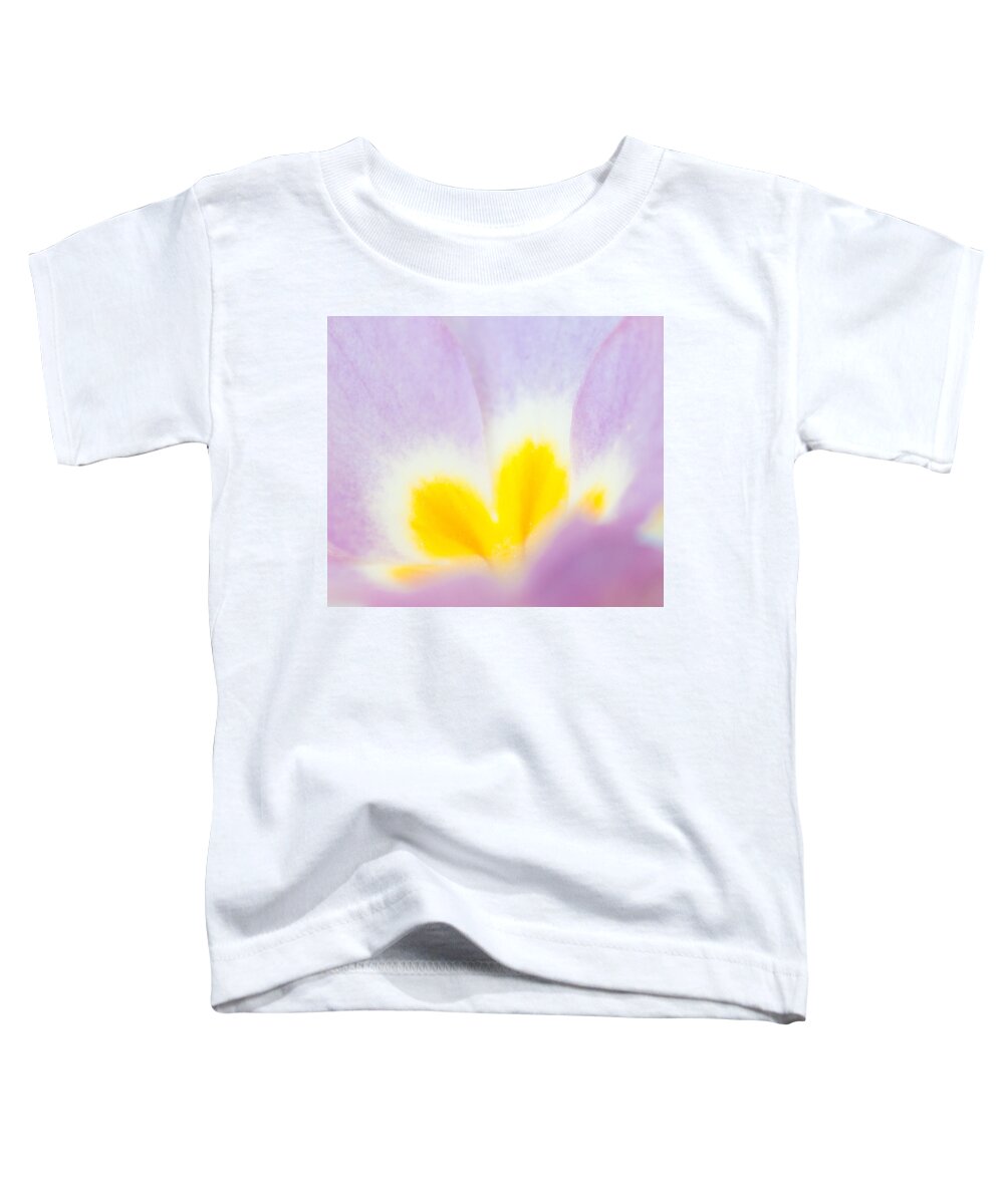 Flower Toddler T-Shirt featuring the photograph Purple and yellow primrose petals - bright and soft spring flower by Matthias Hauser