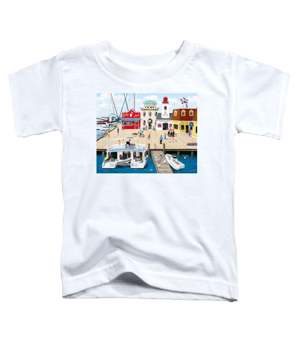 Naive Toddler T-Shirt featuring the painting Quartet at the Quay by Wilfrido Limvalencia