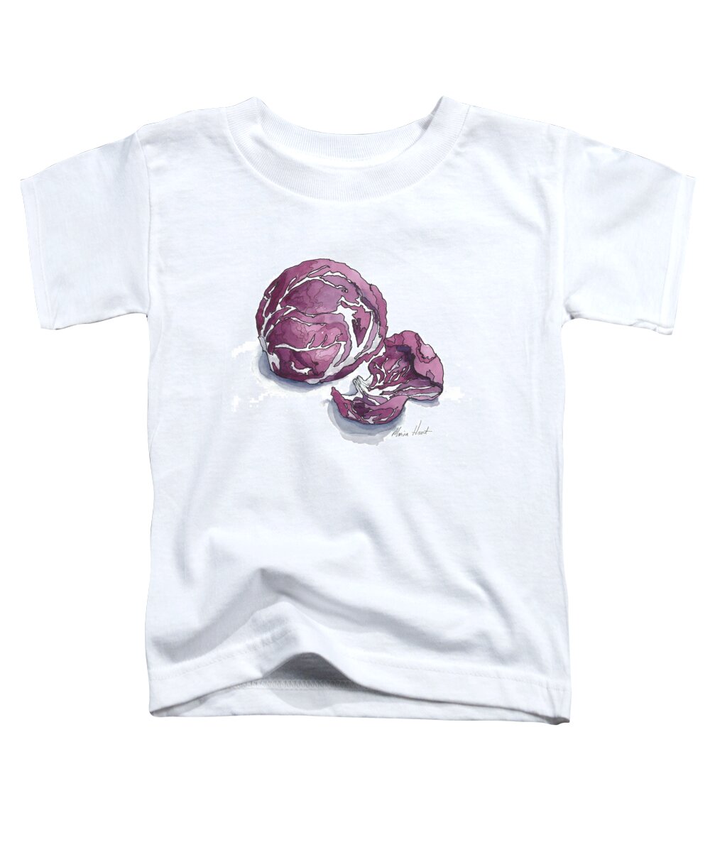 Vegetable Toddler T-Shirt featuring the painting Refined Radicchio by Maria Hunt