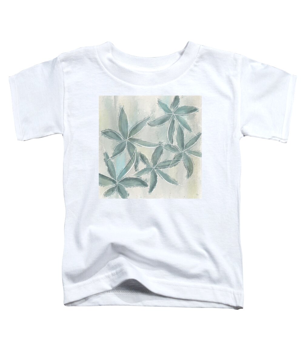 Blue Toddler T-Shirt featuring the painting Rain Flowers by Lourry Legarde