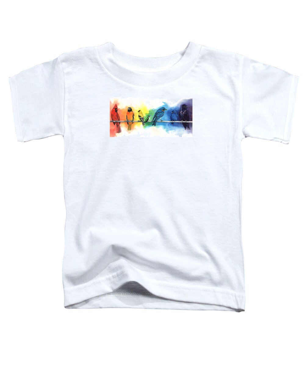 Rainbow Toddler T-Shirt featuring the painting Rainbow Birds by Antony Galbraith