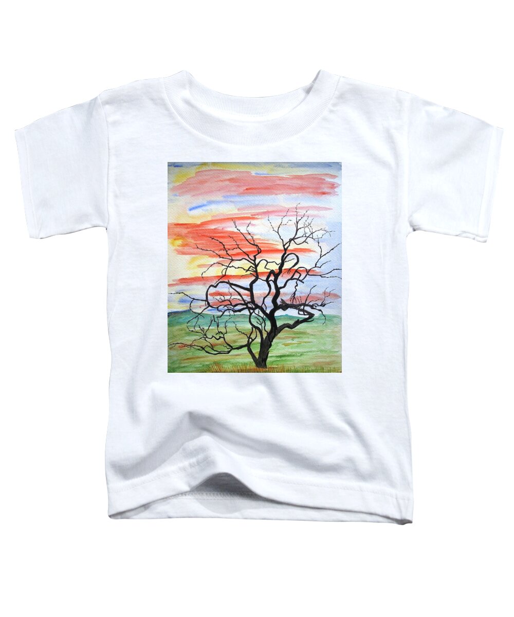  Landscape Toddler T-Shirt featuring the painting Rainbow Mesquite by Vera Smith