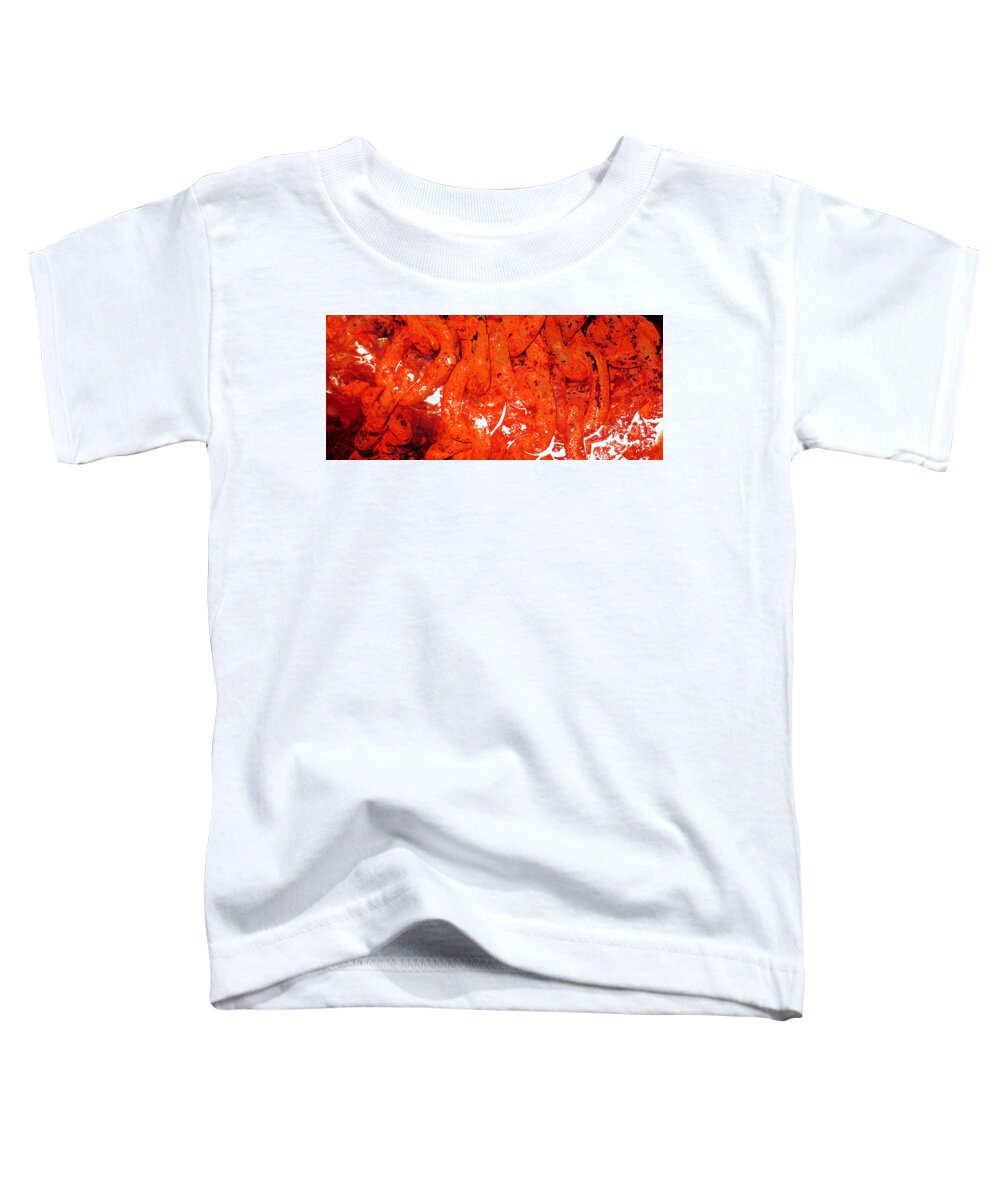 Red Toddler T-Shirt featuring the painting Red Abstract Art - Linked - By Sharon Cummings by Sharon Cummings