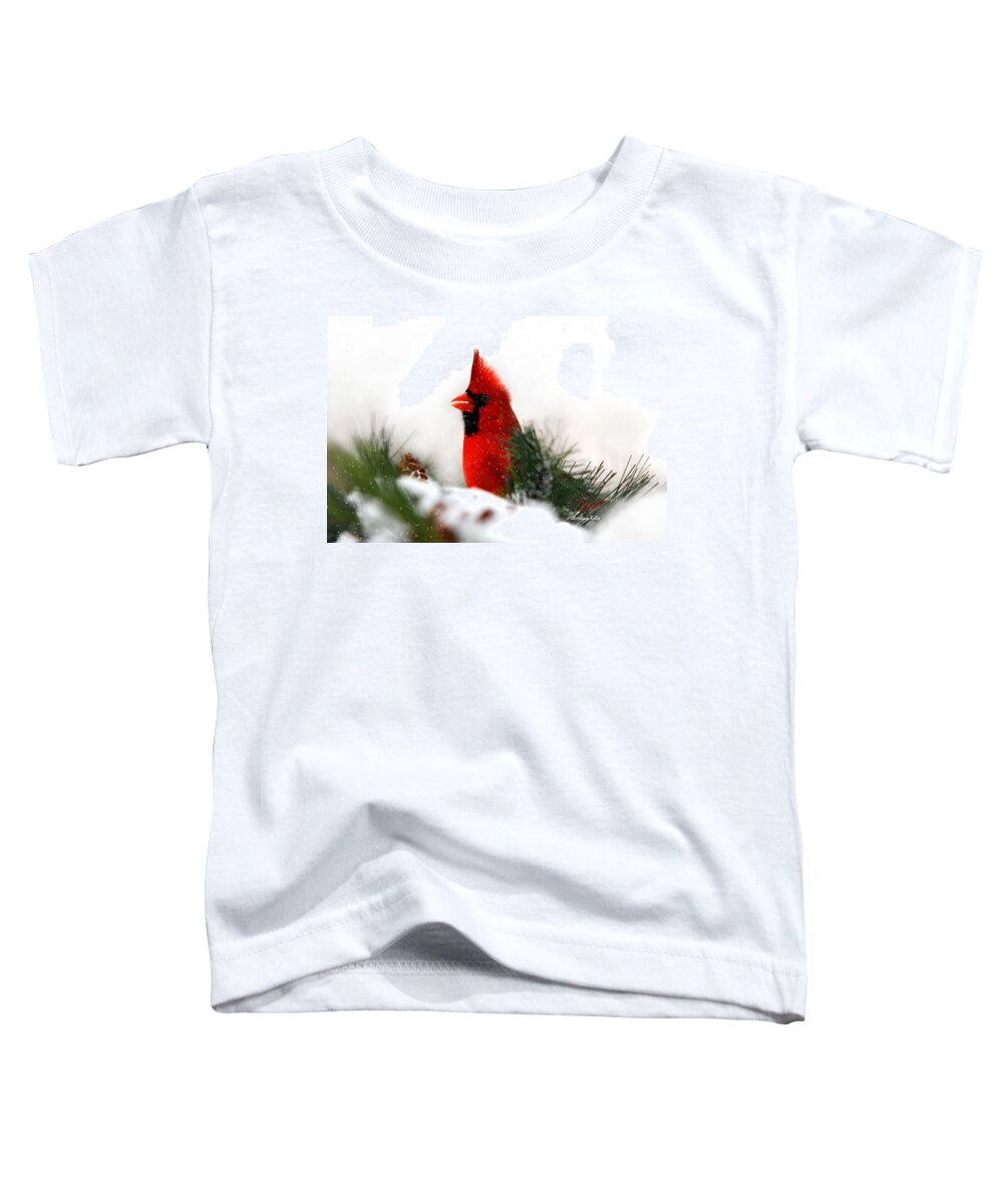 Cardinal Toddler T-Shirt featuring the photograph Red Cardinal by Christina Rollo