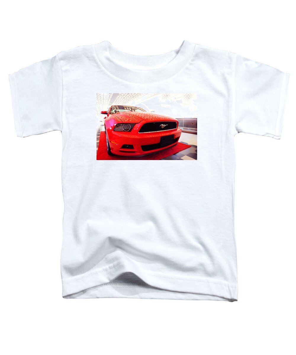 Ford Mustang Toddler T-Shirt featuring the photograph Red Savage Beauty. Ford Mustang by Jenny Rainbow