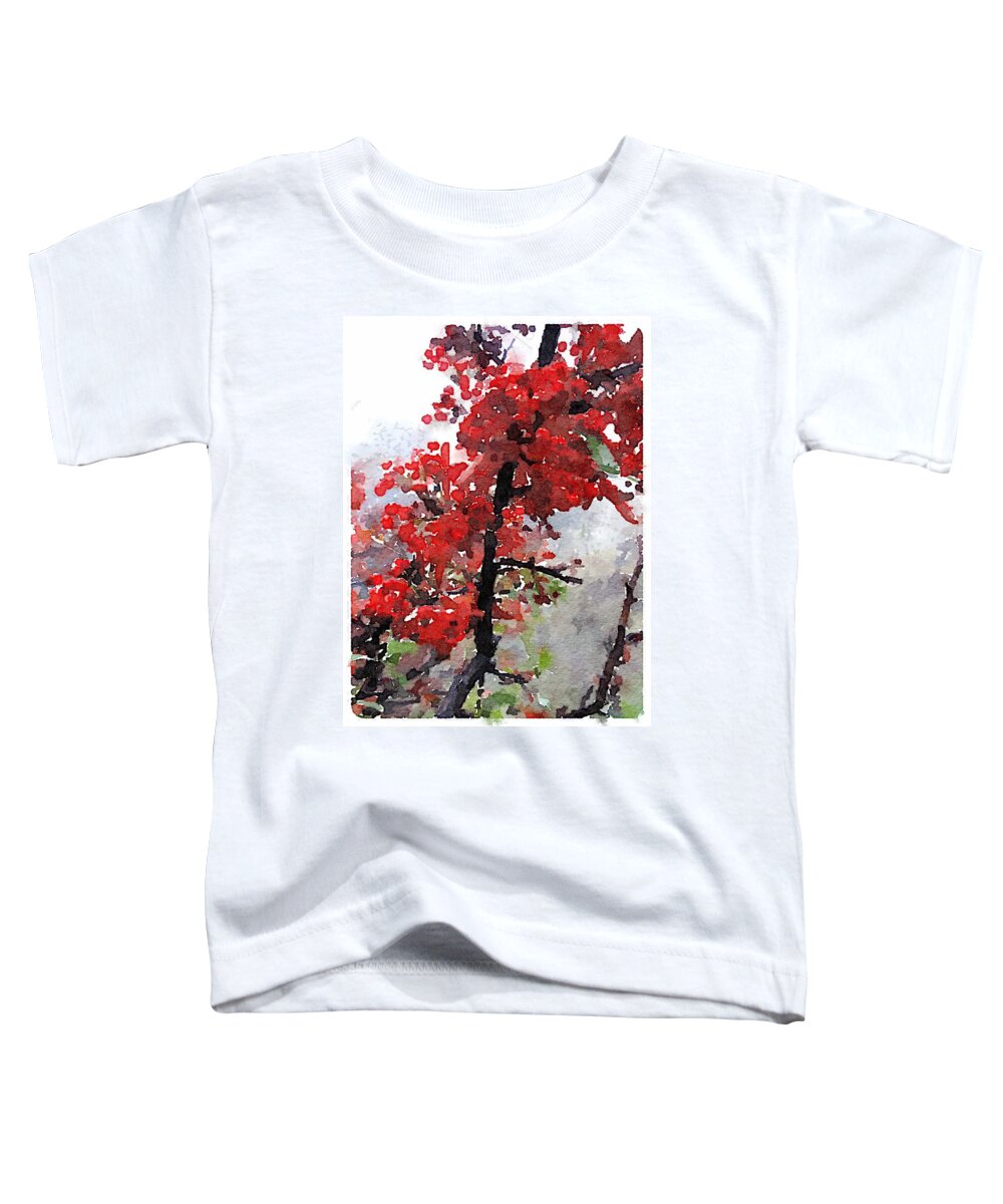 Pyracantha Berries Toddler T-Shirt featuring the digital art Renewal by Shannon Grissom