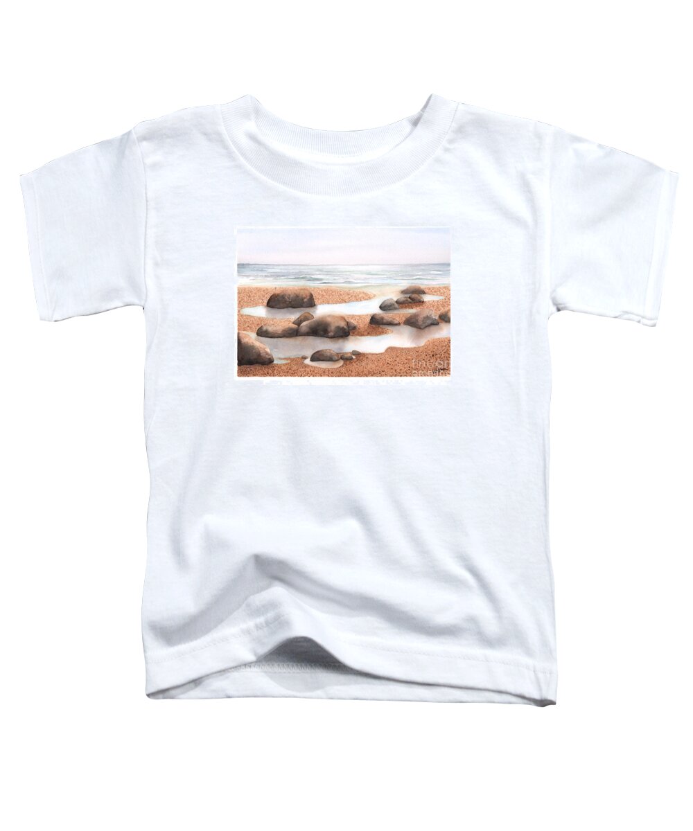 Beach Toddler T-Shirt featuring the painting Rock Pools in the Sand by Hilda Wagner