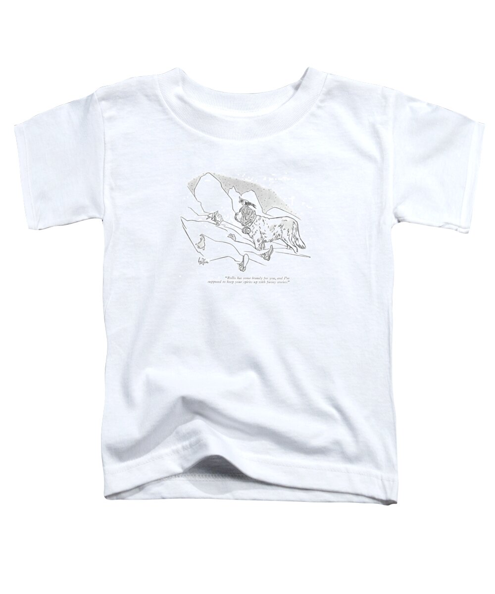 110162 Gpr George Price Parrot On St. Bernard's Head Toddler T-Shirt featuring the drawing Rollo Has Some Brandy by George Price