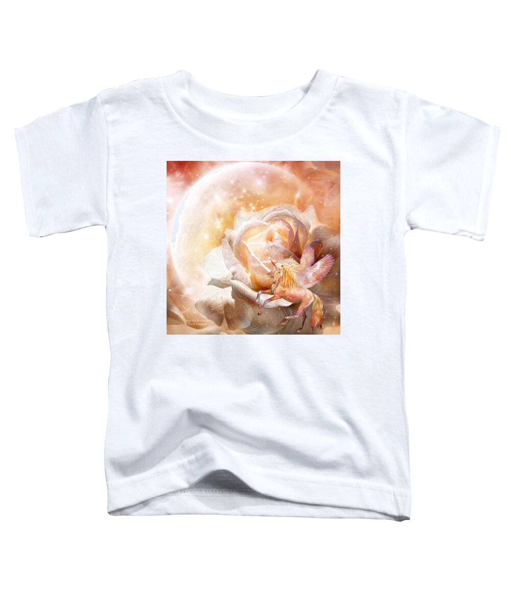 Rose Toddler T-Shirt featuring the mixed media Rose For A Unicorn by Carol Cavalaris