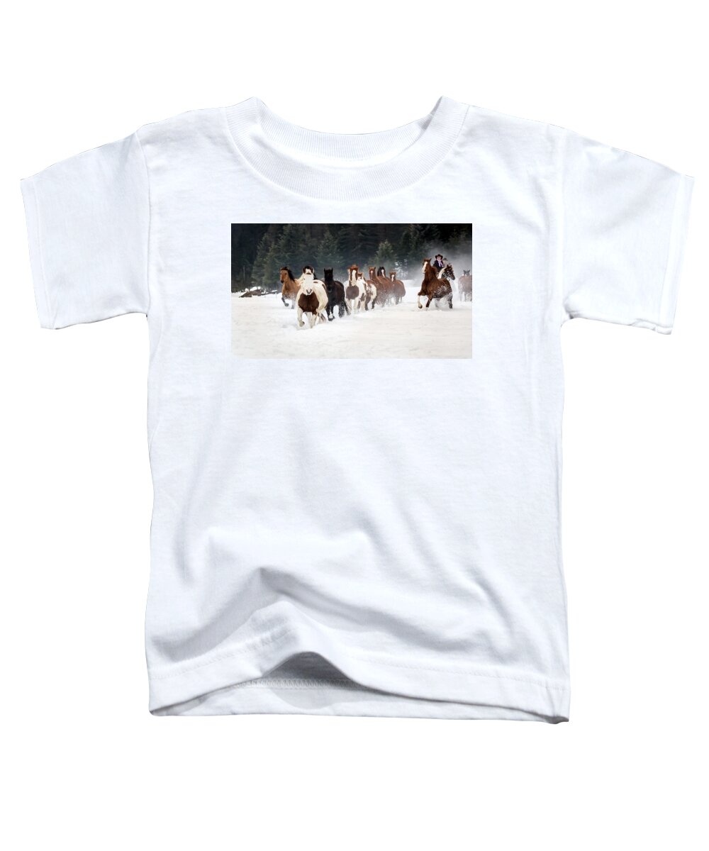Horses Toddler T-Shirt featuring the photograph Roundup by Jack Bell