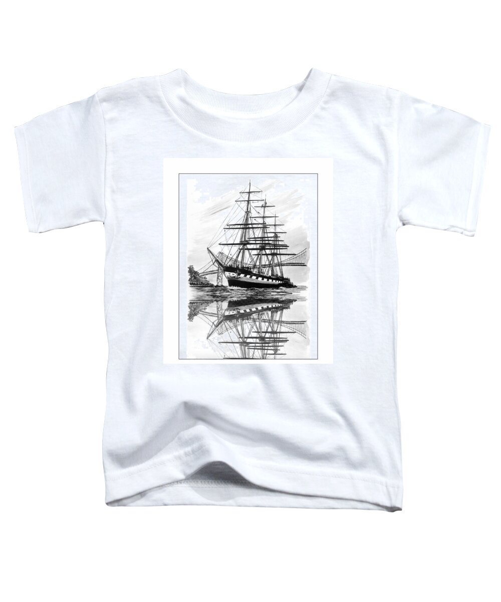 1st Drawn In 1962 Toddler T-Shirt featuring the drawing Balclutha Reflections by Jack Pumphrey