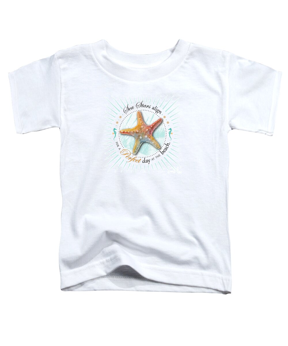 Seashell Toddler T-Shirt featuring the painting Sea stars align for a perfect day at the beach by Amy Kirkpatrick