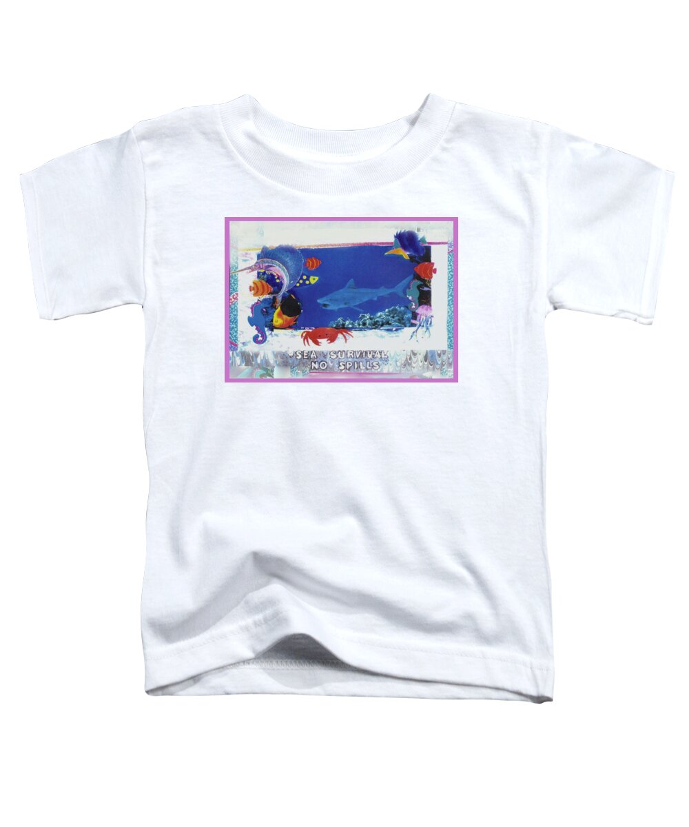 Sea Toddler T-Shirt featuring the mixed media Sea Survival No Spills by Mary Ann Leitch