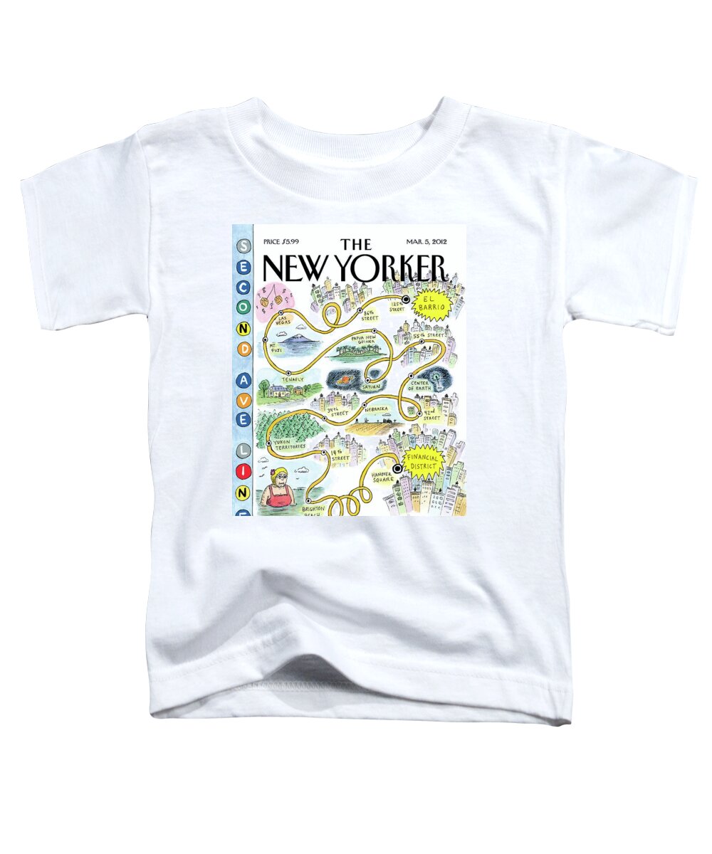 Subway Toddler T-Shirt featuring the painting Second Avenue Line by Roz Chast