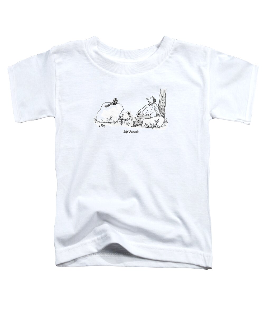 Self-portrait

Self-portrait-title. Man Sits On A Rock Looking Into A Camera Perched On Another Rock. 
Photography Toddler T-Shirt featuring the drawing Self-portrait by William Steig