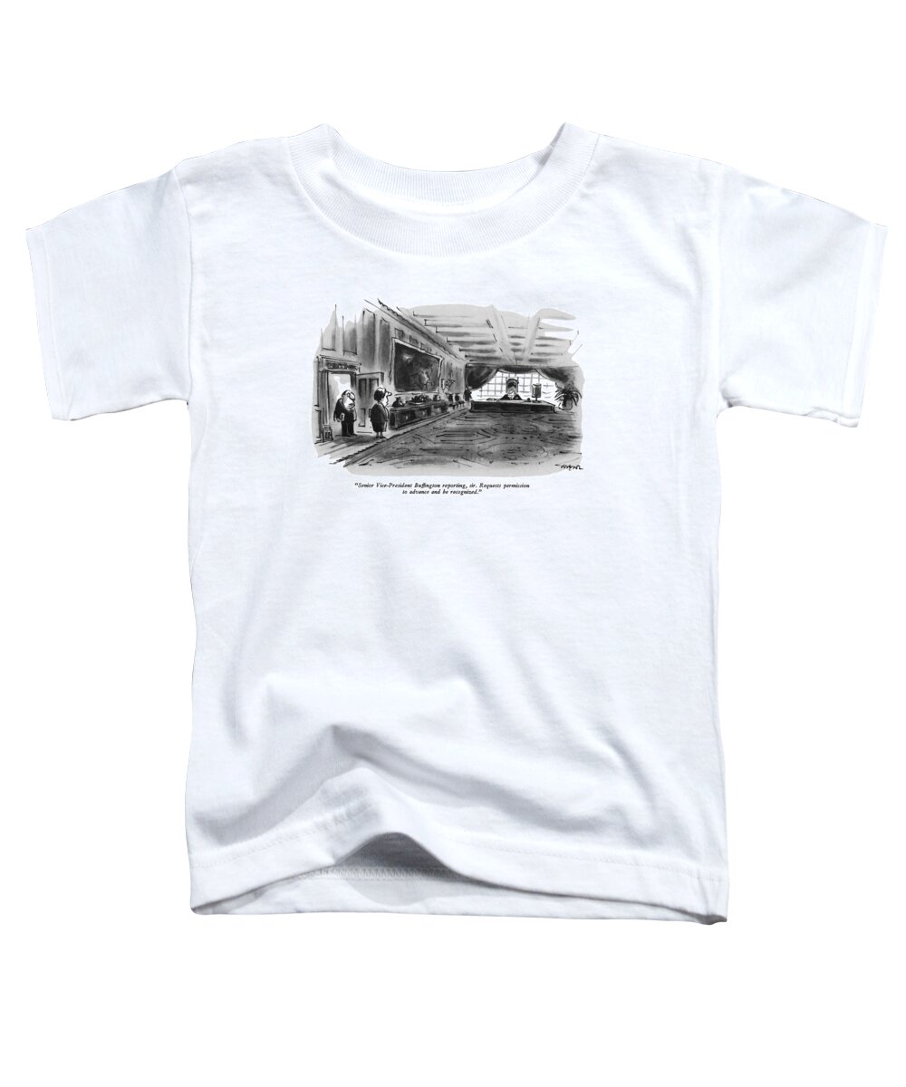 
(secretary Announcing Man At Entrance To Huge Executive Office.)
Business Toddler T-Shirt featuring the drawing Senior Vice-president Buffington Reporting by Lee Lorenz