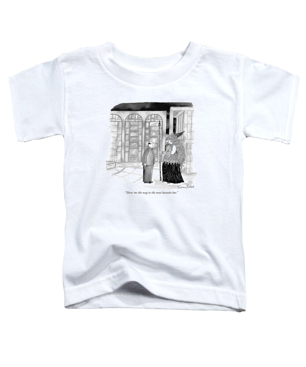 Morrison Toddler T-Shirt featuring the drawing Show Me The Way To The Next Karaoke Bar by Victoria Roberts