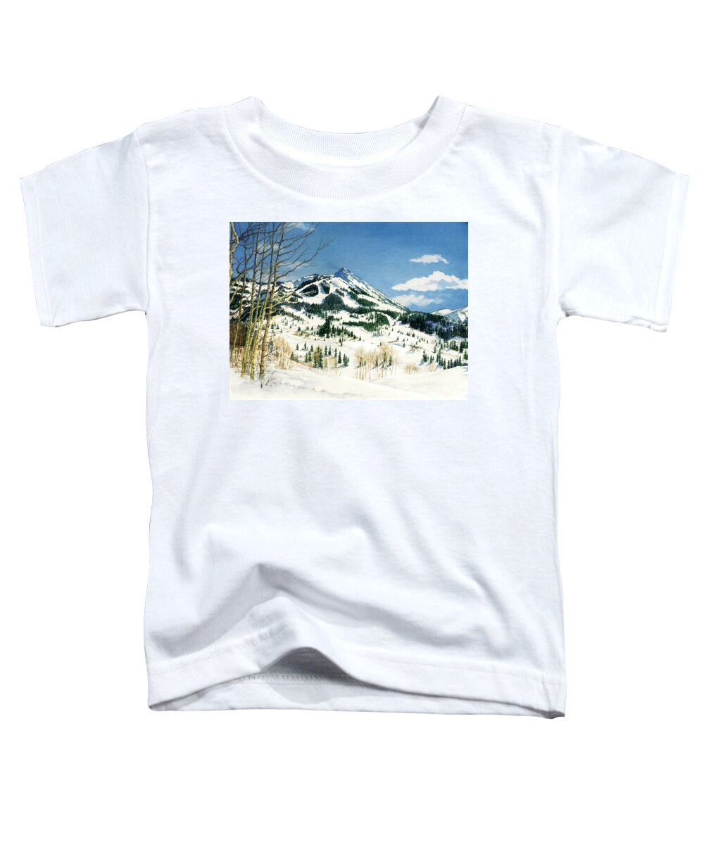 Water Color Paintings Toddler T-Shirt featuring the painting Skiers Paradise by Barbara Jewell