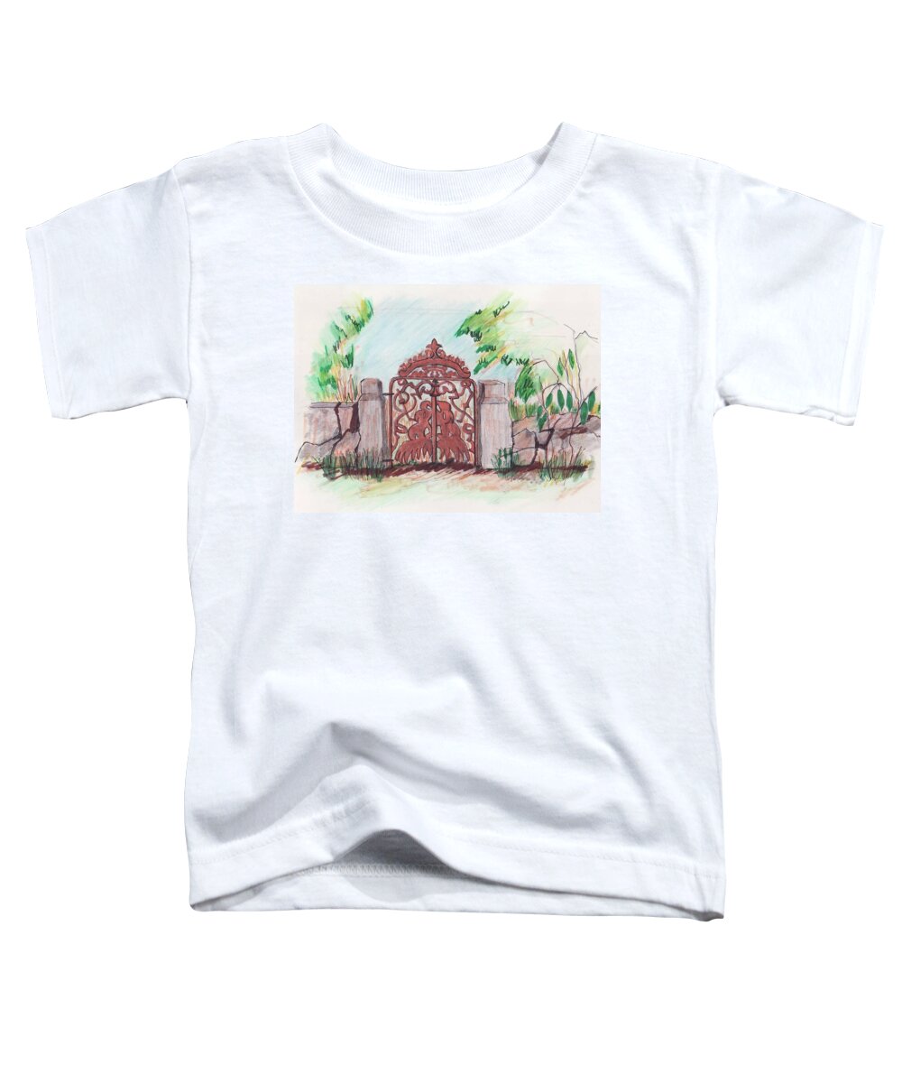 Images Of Danvers Ma Toddler T-Shirt featuring the drawing Small Glen Magna Gate by Paul Meinerth