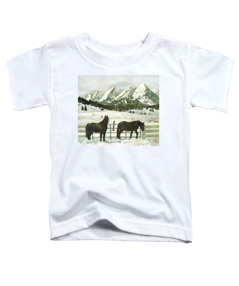 Winter Scene Painting Toddler T-Shirt featuring the painting Snowy Day by Anne Gifford