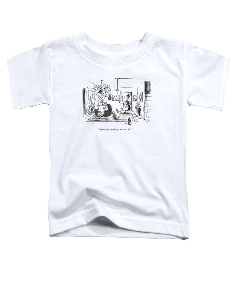 Flowers Toddler T-Shirt featuring the drawing Some Of My Peonies Go Back To 1872 by George Booth