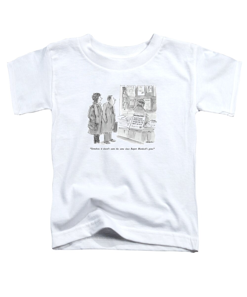 
News Toddler T-Shirt featuring the drawing Somehow It Doesn't Seem The Same Since Rupert by James Stevenson