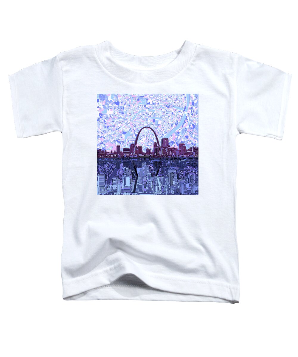 St Louis Skyline Toddler T-Shirt featuring the painting St Louis Skyline Abstract 8 by Bekim M