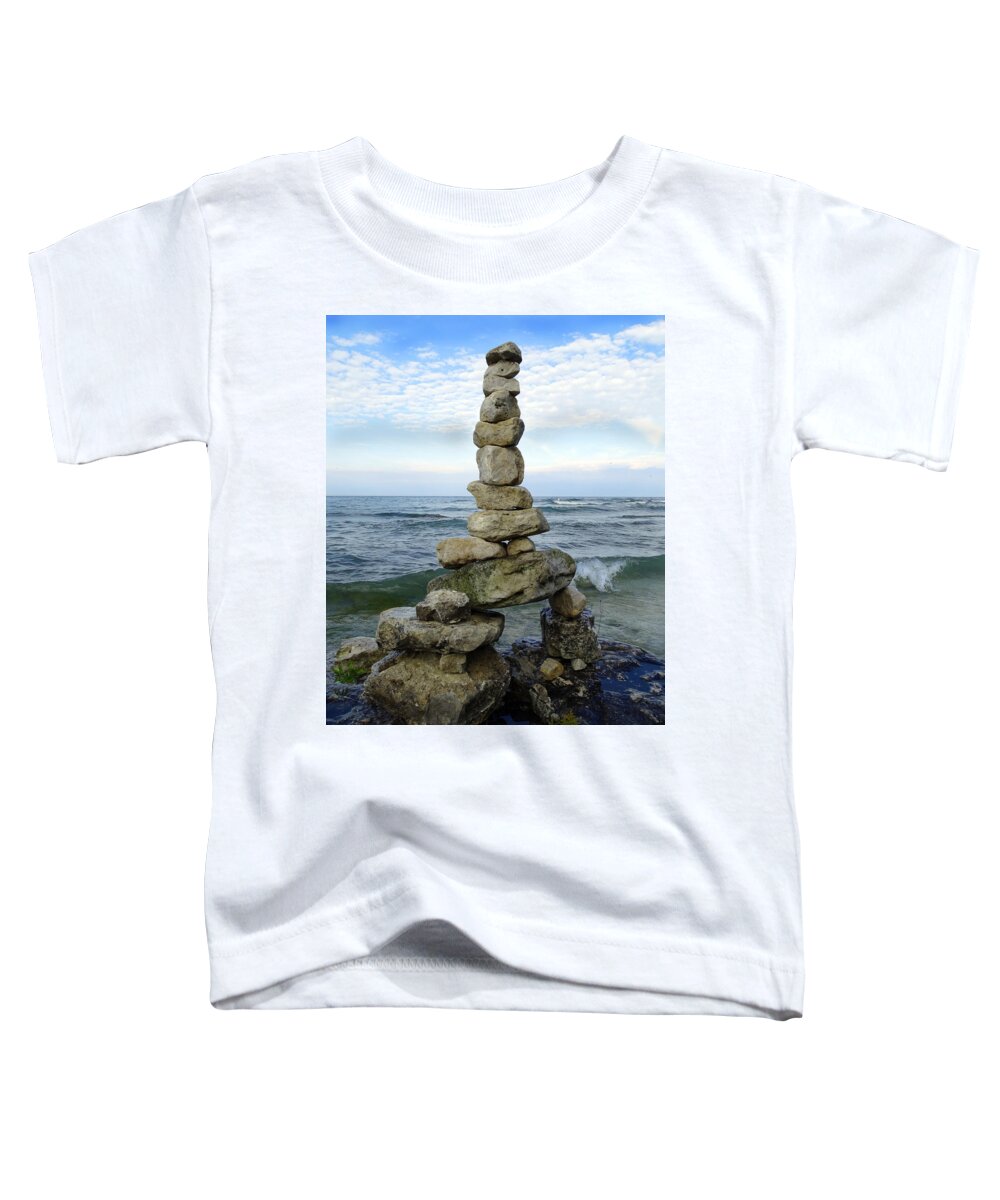 Stacked Stones Toddler T-Shirt featuring the photograph Stacked Stones by David T Wilkinson
