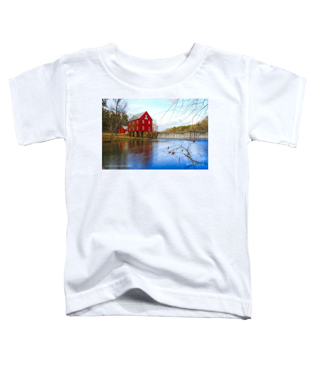 Starrs Mill Toddler T-Shirt featuring the photograph Starrs Mill on Whitewater Creek by Barbara Bowen