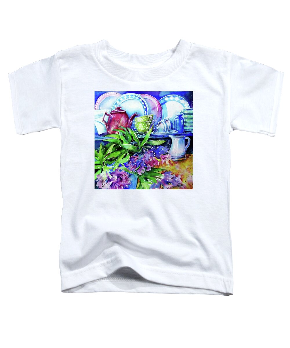 Rhodedondron Toddler T-Shirt featuring the painting Still Life with Rhododendron by Trudi Doyle