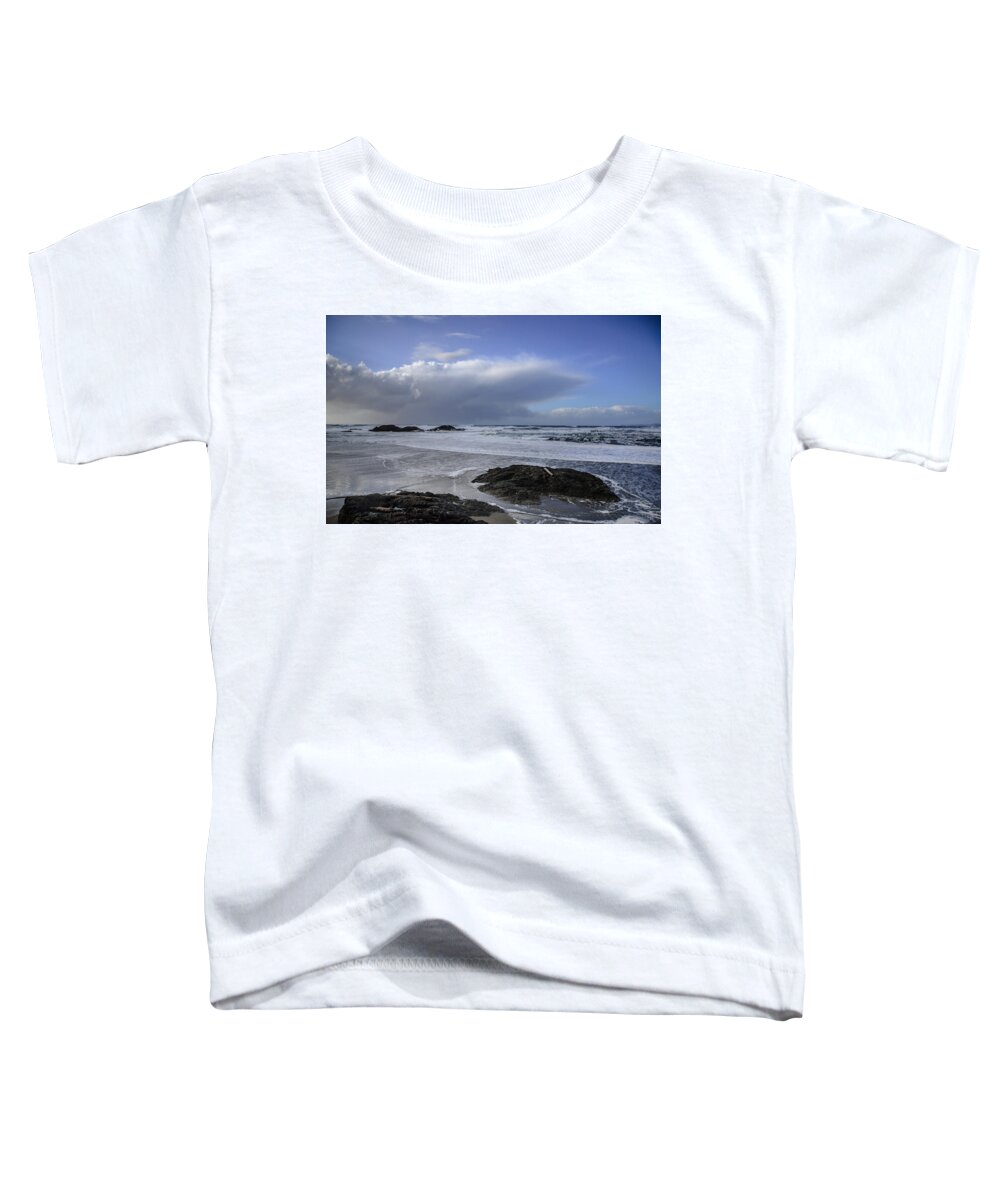 Storm Rolling In Toddler T-Shirt featuring the photograph Storm Rolling In Wickaninnish Beach by Roxy Hurtubise