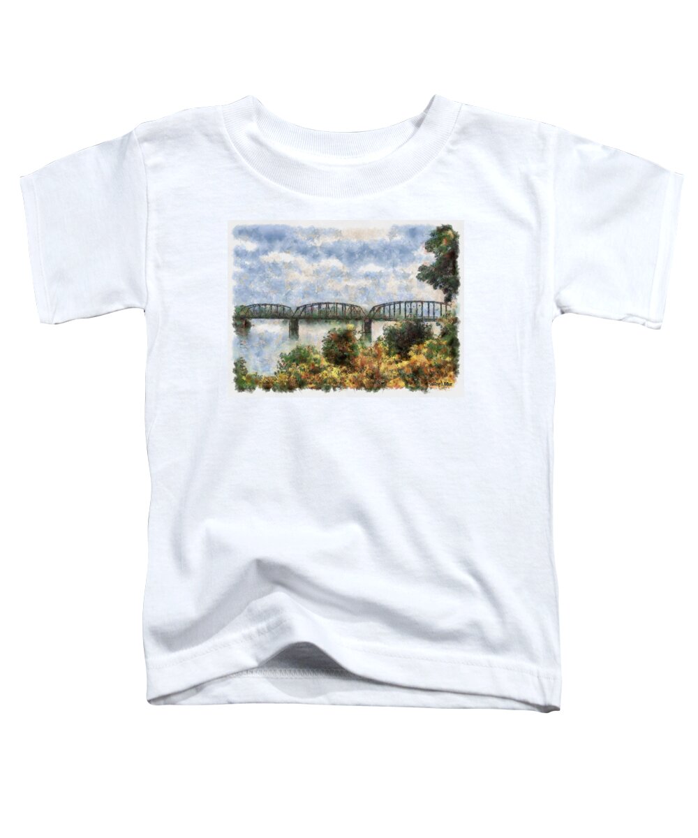 Strang Toddler T-Shirt featuring the painting Strang Bridge by Jeffrey Kolker