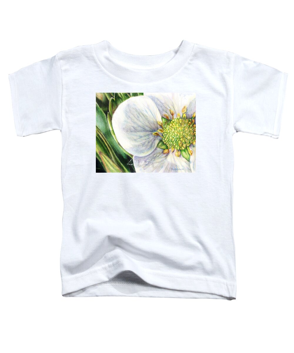 Strawberry Blossom Toddler T-Shirt featuring the painting Strawberry Blossom by Shana Rowe Jackson