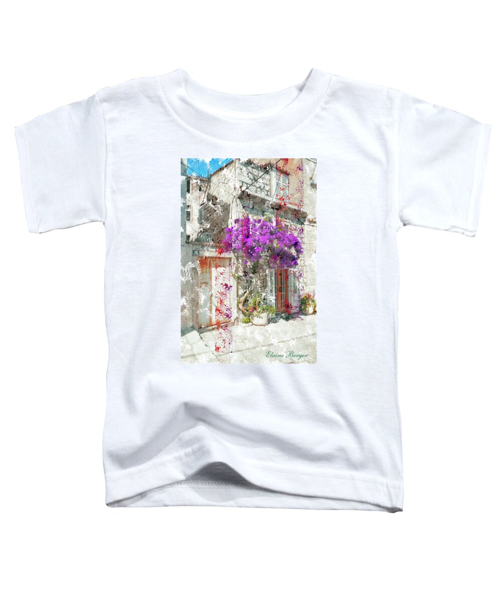 Flowers Toddler T-Shirt featuring the tapestry - textile Street in Dubrovnik by Elaine Berger