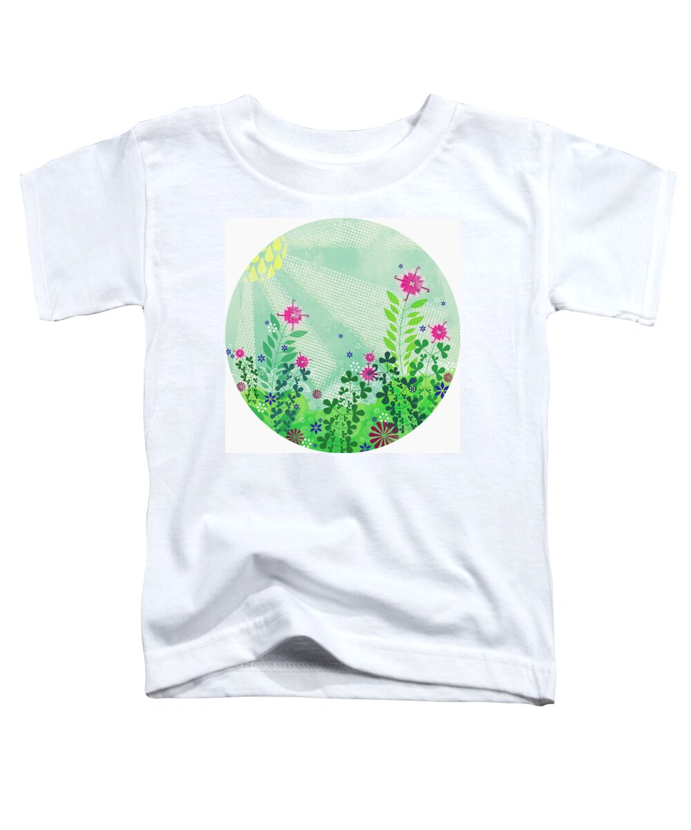 Abundance Toddler T-Shirt featuring the photograph Sun Shining On Summer Flowers In Meadow by Ikon Ikon Images