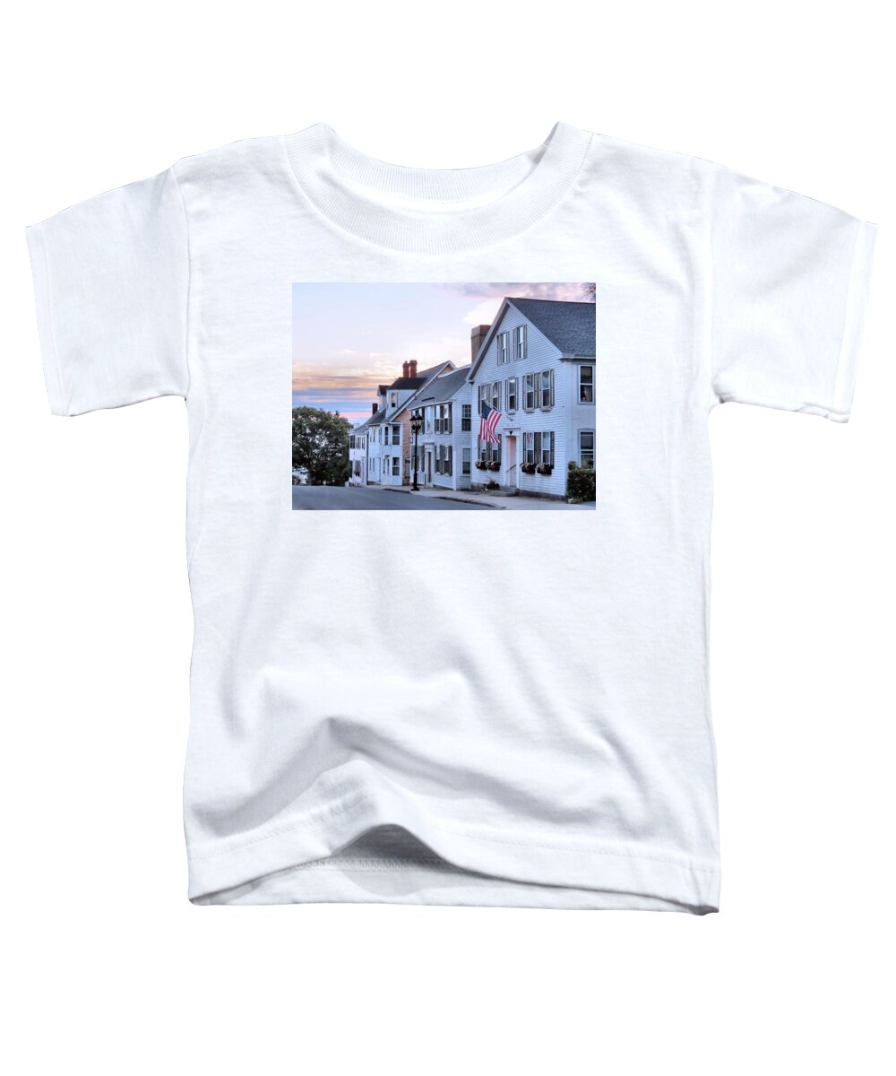 Sunrise On Leyden Street Toddler T-Shirt featuring the photograph Sunrise on Leyden Street by Janice Drew
