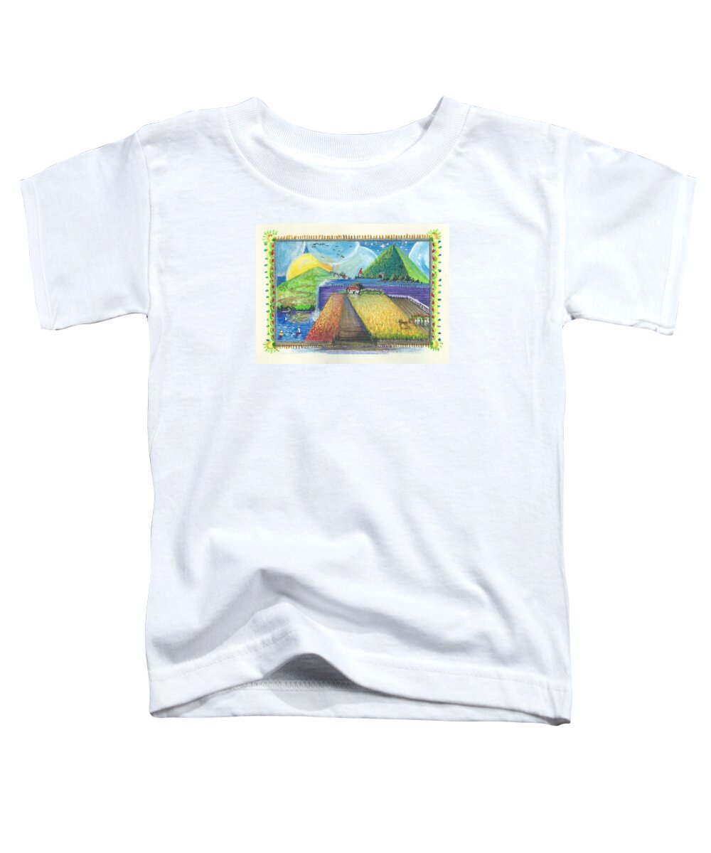 Sky Toddler T-Shirt featuring the painting Surreal Landscape 1 by Christina Verdgeline