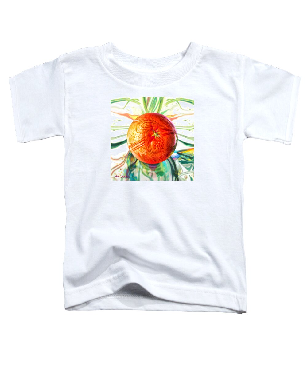 Tangerine Toddler T-Shirt featuring the painting Tangerine Orb Nouveau by Robin Moline